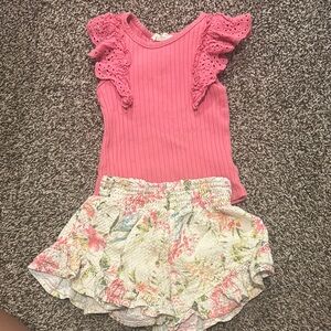 Pink Ruffled Kids Shorts Set